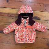 Floral Reversible Sherpa Puffer Jacket with Removable Hood - 3/6m (runs big)