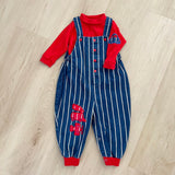 Vintage Health-tex Denim Striped Romper and Top Set - 2T