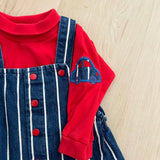 Vintage Health-tex Denim Striped Romper and Top Set - 2T