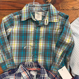 4-Piece Plaid + Stripe Button Up Bundle - 18M