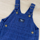 Vintage OshKosh Blue + Black Plaid Overalls - 18m/2T