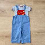 Vintage Bus Romper and Striped Tee Set - 12m