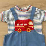 Vintage Bus Romper and Striped Tee Set - 12m