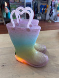 Light up sparkly rain boots - 5 - bottoms have stuff on them, but not mud or sticky