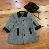 Vintage Handmade Lined Wool Jacket with Bonnet - approx 2/3 - few marks on bonnet