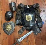 Knight Costume - S - handle on Shield Broken, replaced with rubber band and face piece needs band