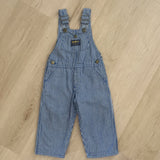 Vintage 80's OshKosh Blue Engineer Stripe Overalls - 18m/2T (tagged 2T)