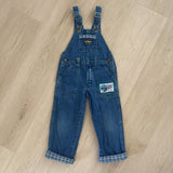 Vintage OshKosh overalls with airplane patch + plaid details - 3T
