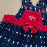 Vintage OshKosh Floral Knit Pattern Overalls - 12m