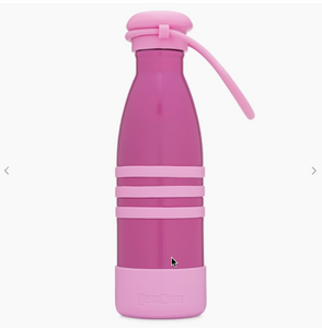 Yumbox Stainless Steel Triple Insulated Water Bottle -Pacific Pink with Silicone Wrist Strap