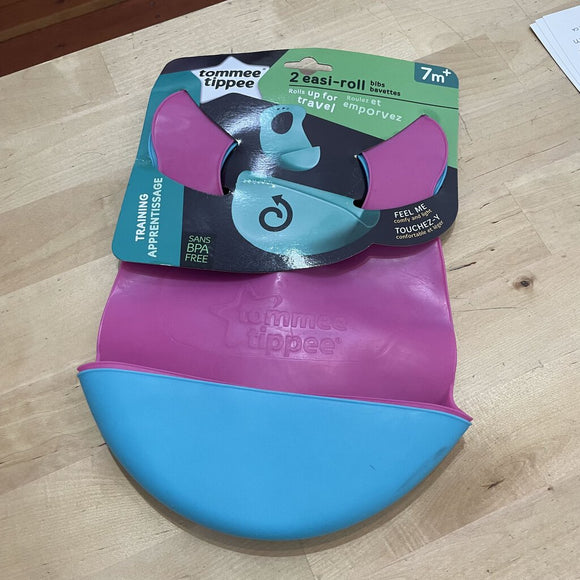 2 pack tommee tippee silicone bibs - new