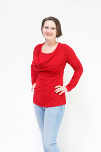 Cowl Neck Nursing Top - Long Sleeve