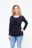 Cowl Neck Nursing Top - Long Sleeve