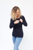 Cowl Neck Nursing Top - Long Sleeve